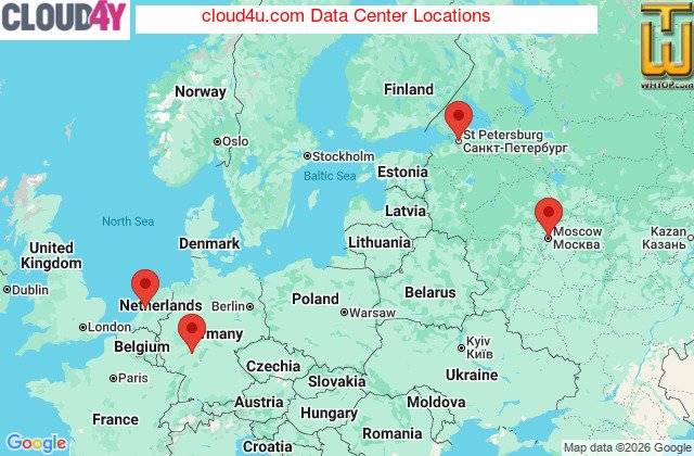 Расположение центров обработки данных для cloud4u.com
