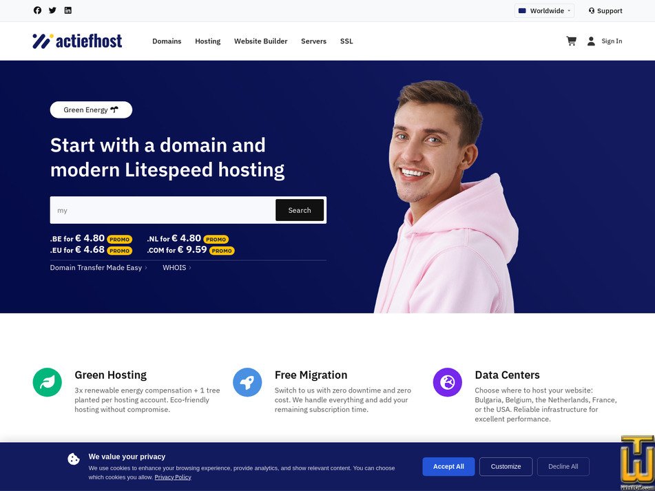 actiefhost.com screenshot