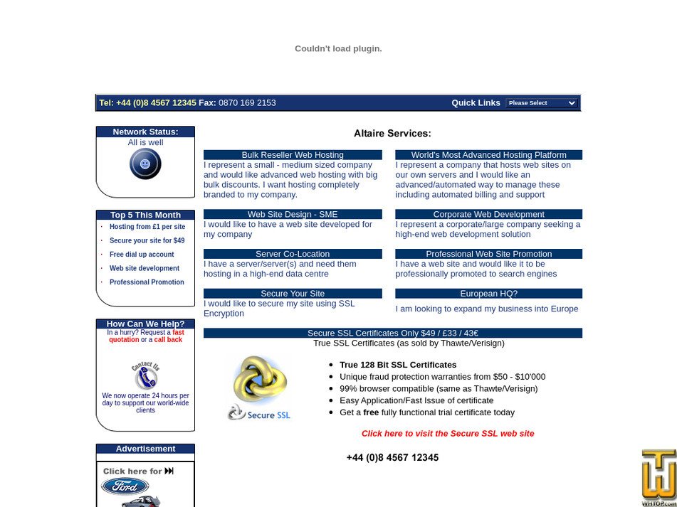 Taken on 26 October, 2024 altaire.com screenshot