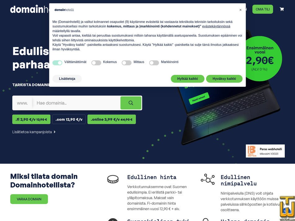 domainhotelli.fi screenshot