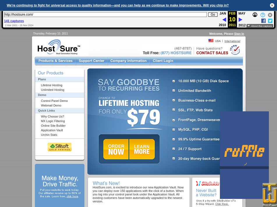 Taken on 18 November, 2024 hostsure.com screenshot