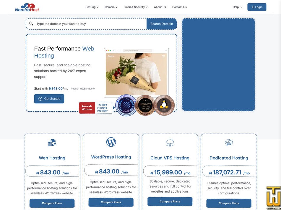 nomfrohost.com screenshot
