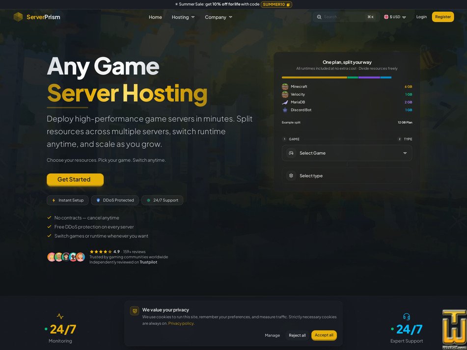 serverprism.com screenshot