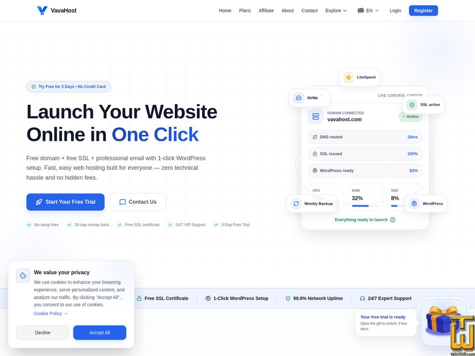 vavahost.com screenshot