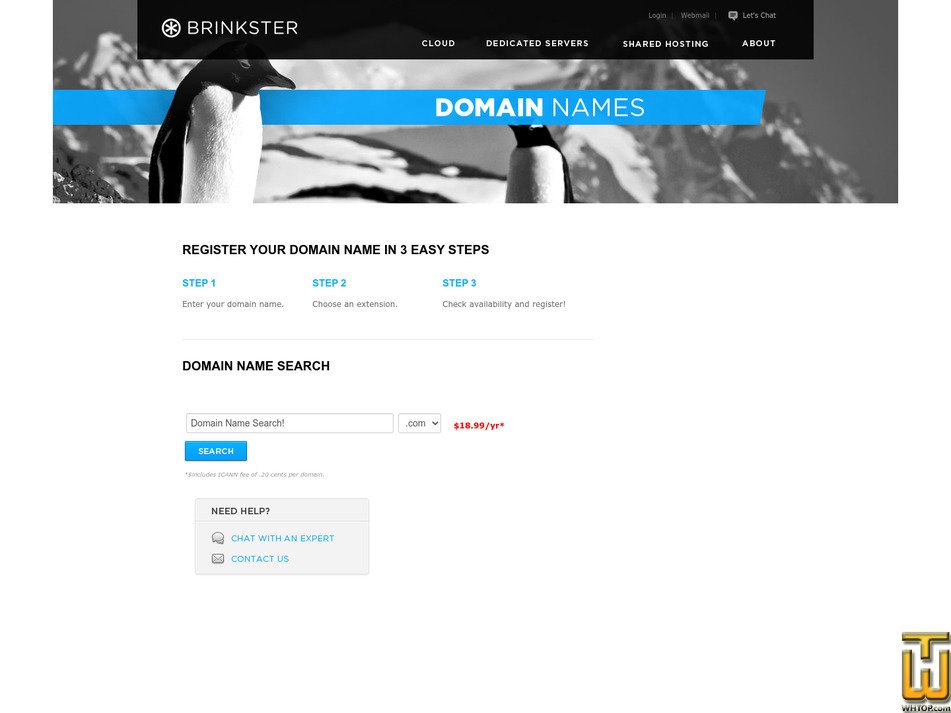 screenshot of .com from brinkster.com