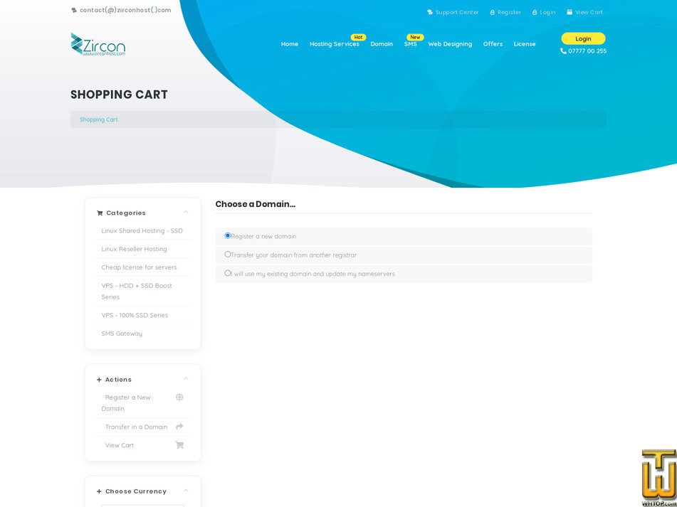 Taken on 27 February, 2021 screenshot of R1 - Zircon Reseller from zirconhost.com