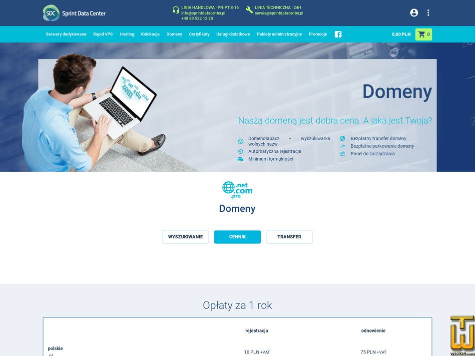 screenshot of .com from sprintdatacenter.pl