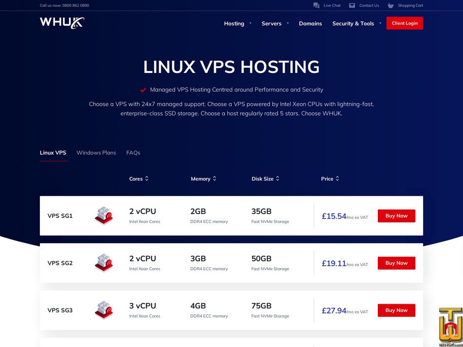 screenshot of Linux VPS SG2 from webhosting.uk.com