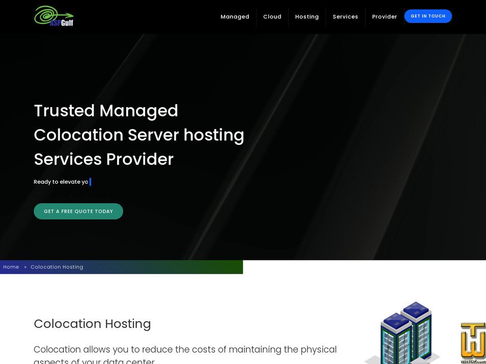 Taken on 4 August, 2024 screenshot of Colocation Hosting from aspgulf.com