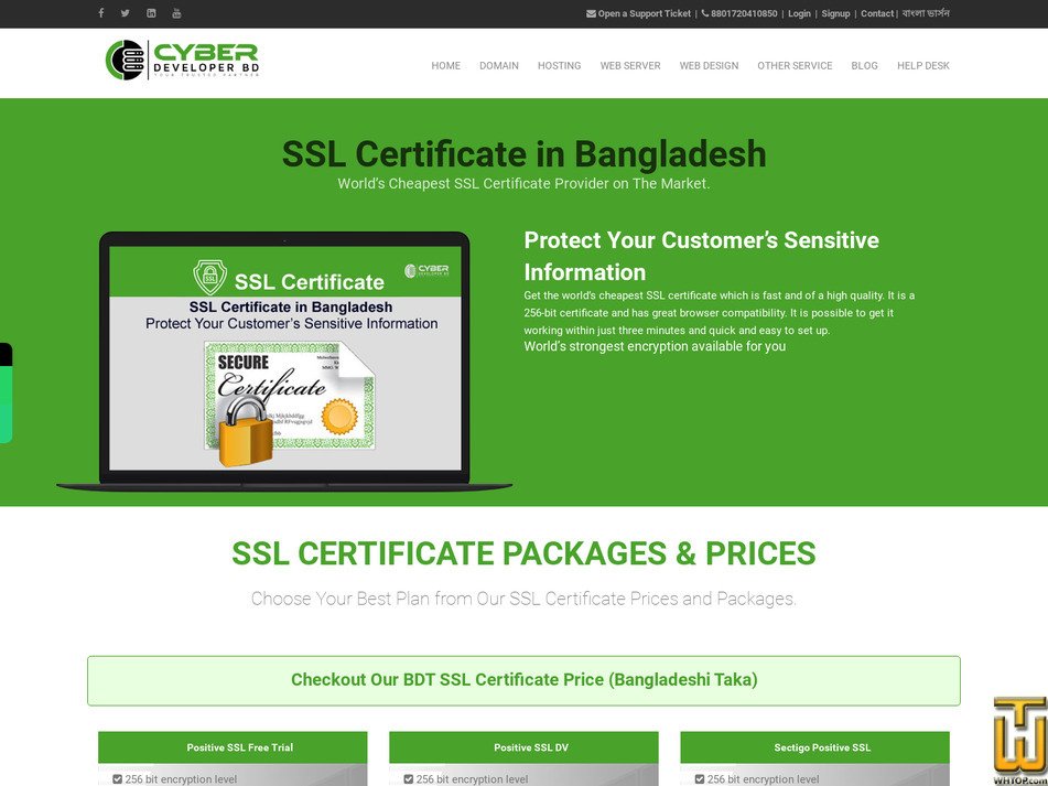 screenshot of Sectigo Positive SSL from cyberdeveloperbd.com
