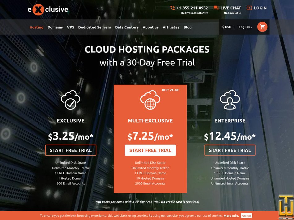 screenshot of Exclusive from exclusivehosting.net