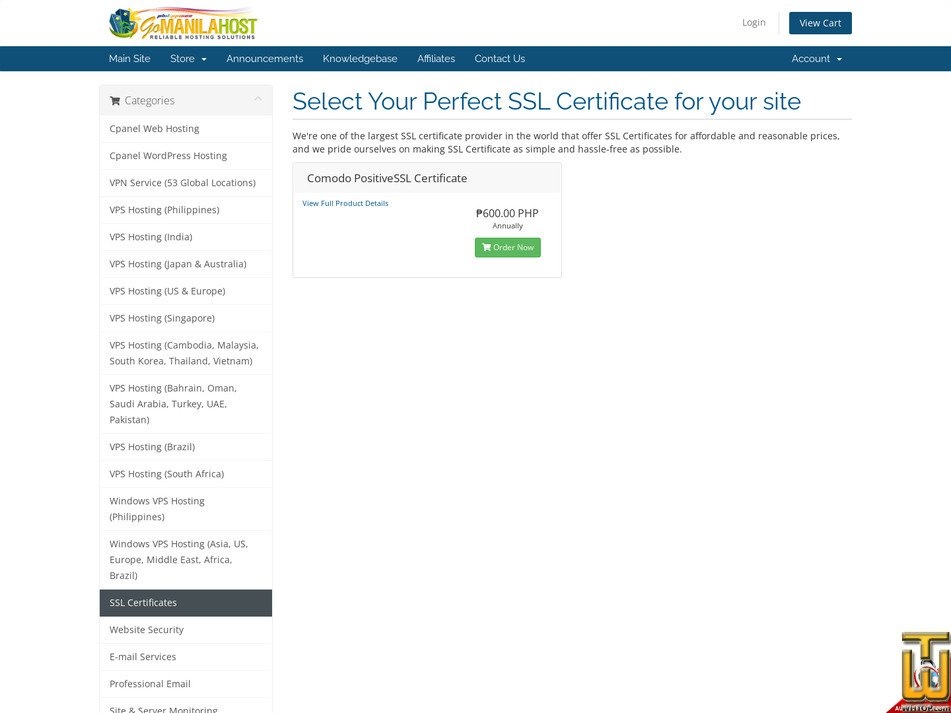 Taken on 7 December, 2024 screenshot of SSL Certificates from gomanilahost.net