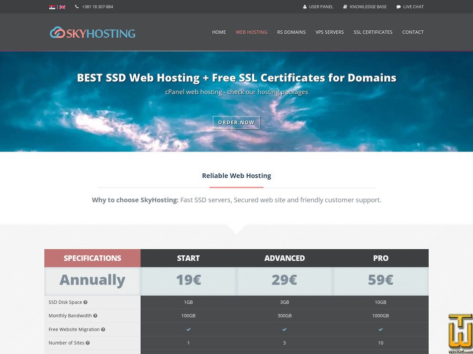 screenshot of START from skyhosting.rs