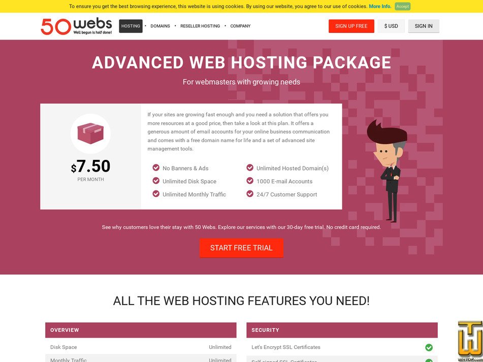 screenshot of Advanced from 50webs.com