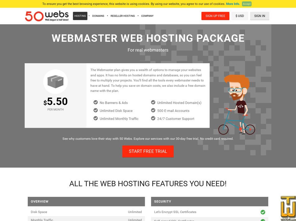 screenshot of Webmaster from 50webs.com