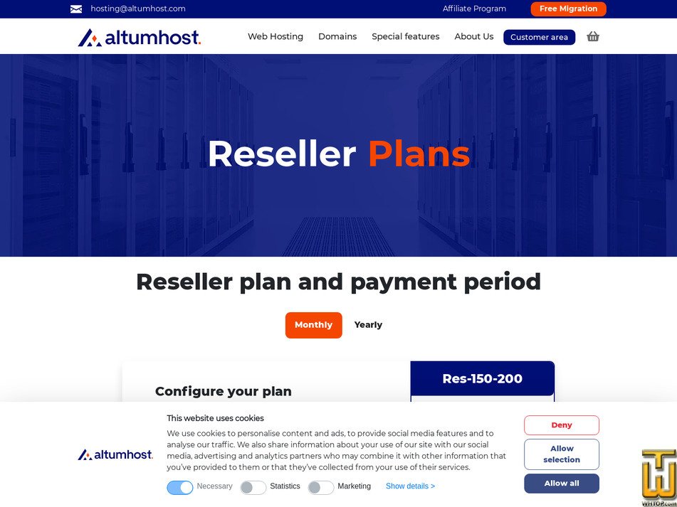 screenshot of Res-150-200 from altumhost.eu