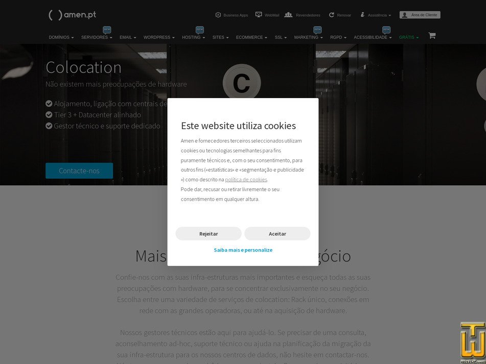 screenshot of Colocation from amen.pt