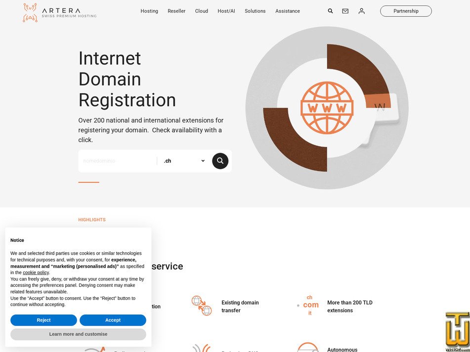 Taken on 23 December, 2025 screenshot of .com from artera.net
