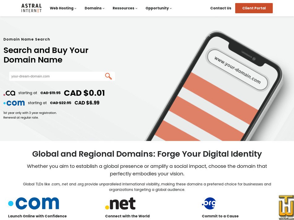 Taken on 1 July, 2025 screenshot of .COM from astralinternet.com
