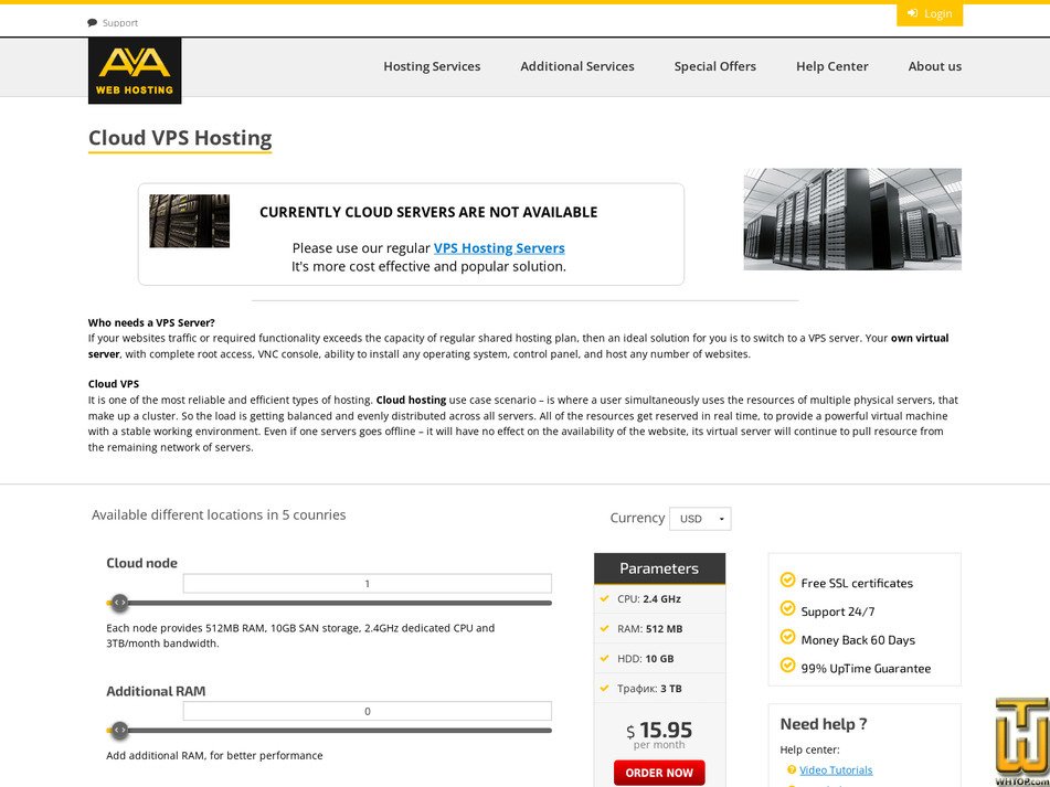 screenshot of Node 1 from avahost.net
