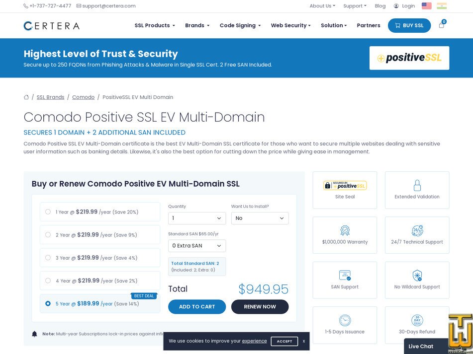 screenshot of Positive EV Multi-Domain from certera.com