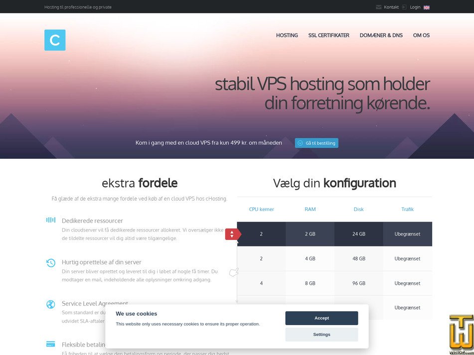 screenshot of VPS 1 from chosting.dk
