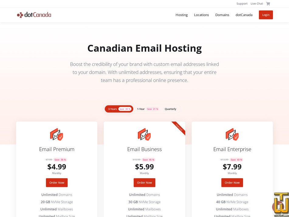 Taken on 21 October, 2025 screenshot of Email Premium from dotcanada.com