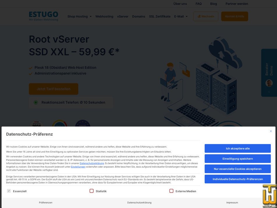 Taken on 26 July, 2025 screenshot of Root vServer SSD XXL from estugo.de