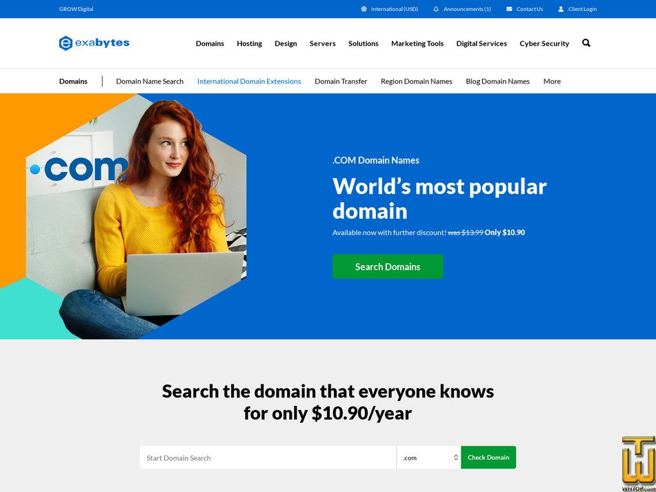 screenshot of .COM Domain from exabytes.com