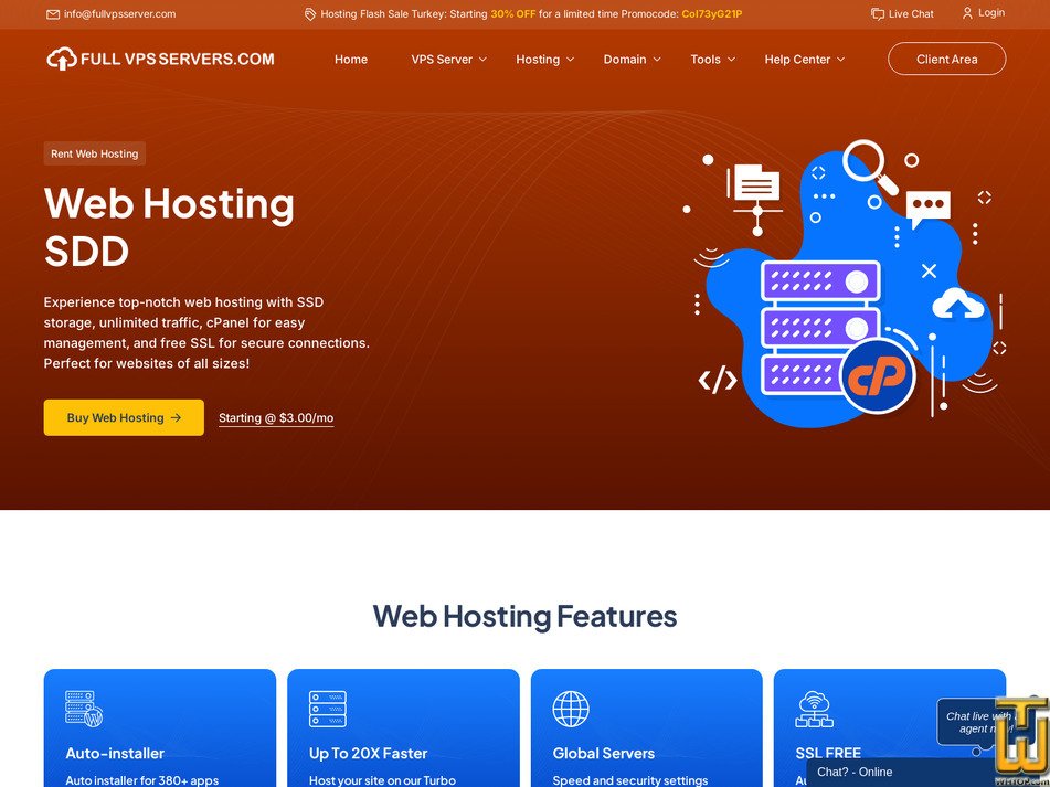 screenshot of Web Hosting Cpanel Little from fullvpsserver.com