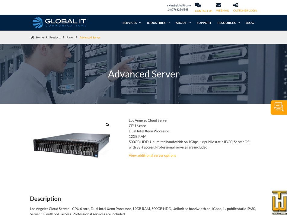 screenshot of Advanced Server from globalit.com