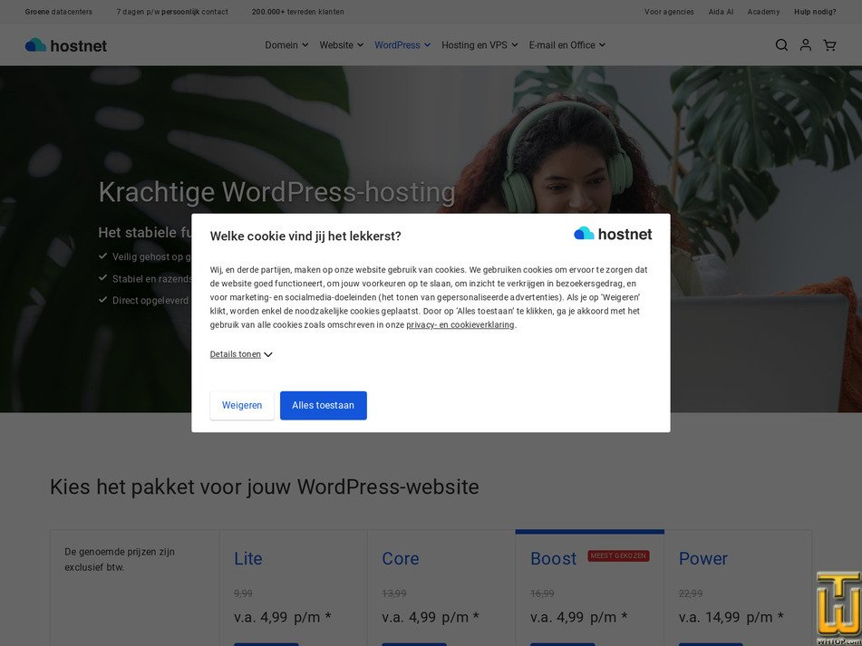 Genomen op 25 december, 2025 screenshot van Power van hostnet.nl