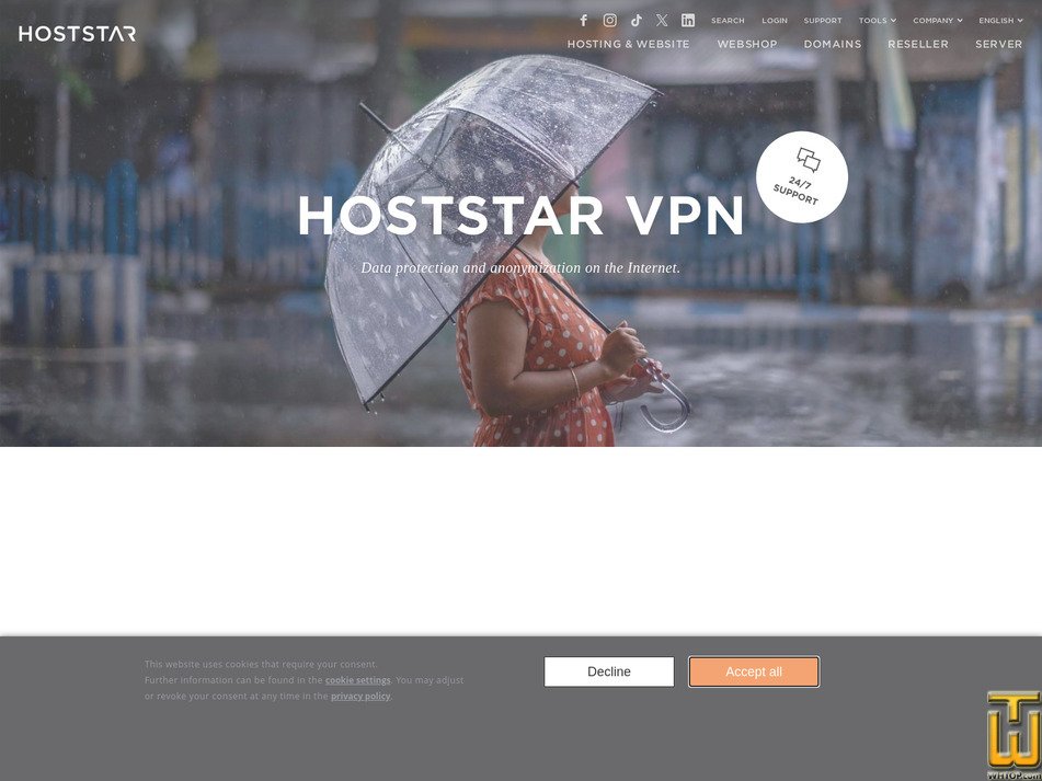 screenshot of Hoststar VPN from hoststar.ch