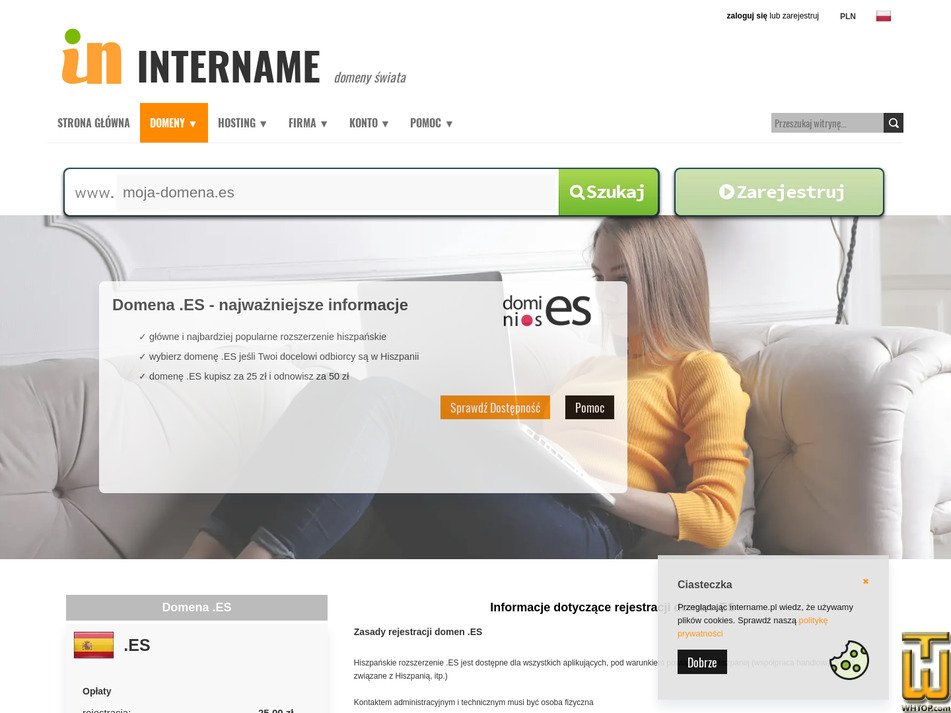 screenshot of .es from intername.pl