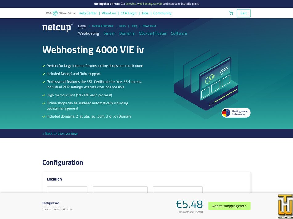 Bildschirmfoto von Webhosting 4000 von netcup.com