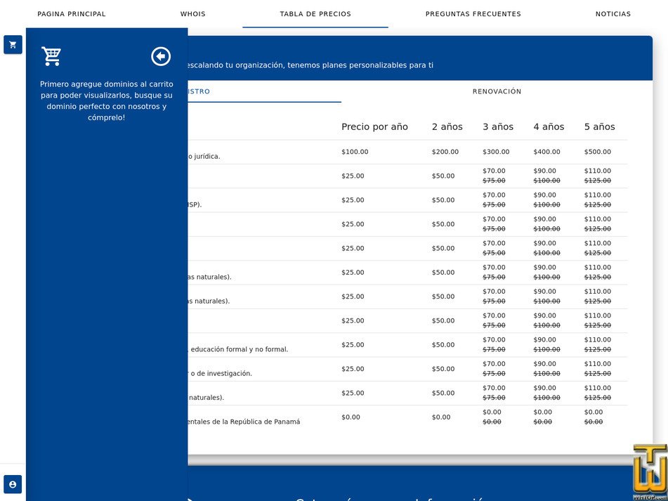 screenshot of .PA from nic.pa