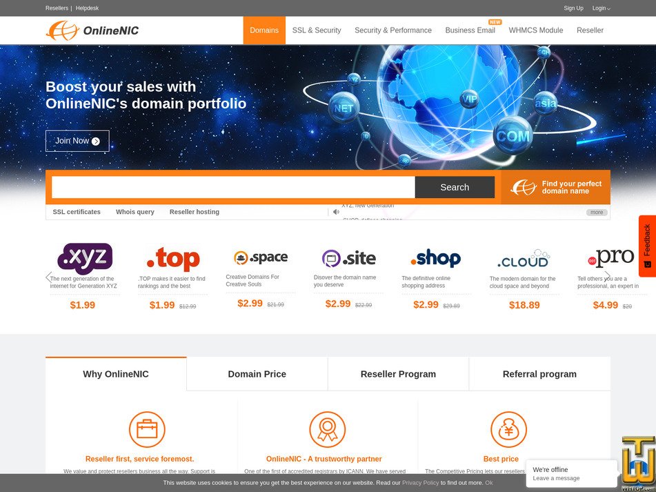 Taken on 14 July, 2025 screenshot of .COM from onlinenic.com