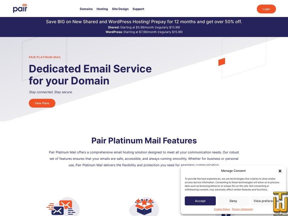 screenshot of Platinum Mail 1 (1 mailbox) from pair.com