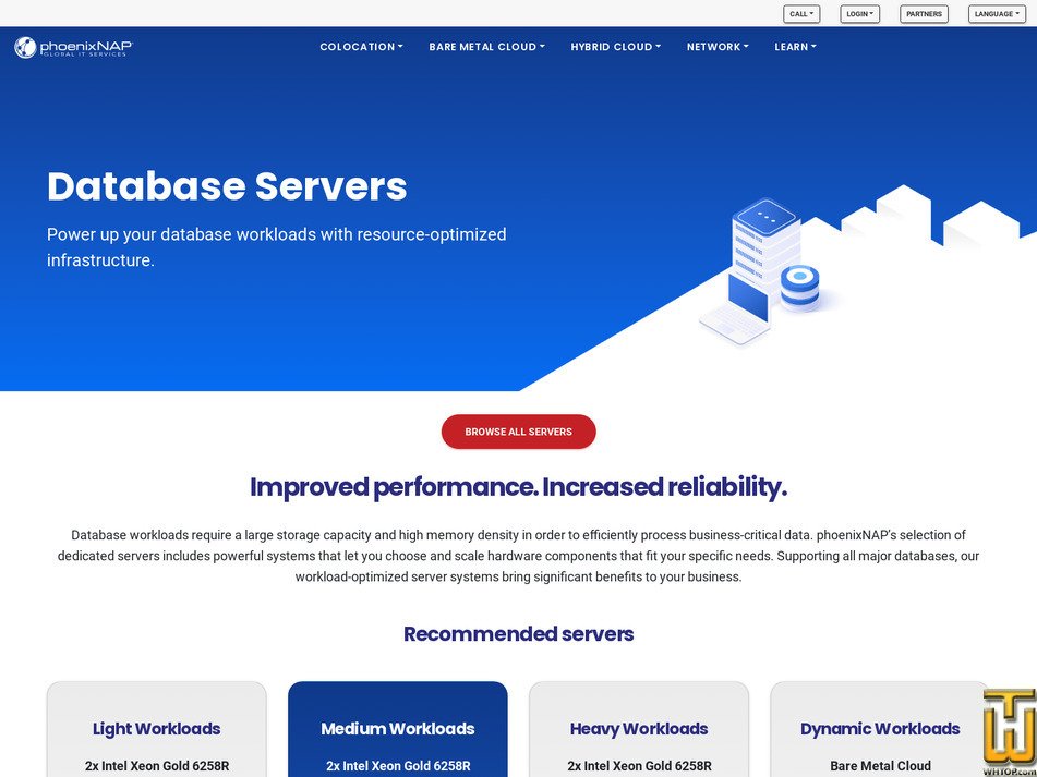 screenshot of Database: Light Workloads from phoenixnap.com