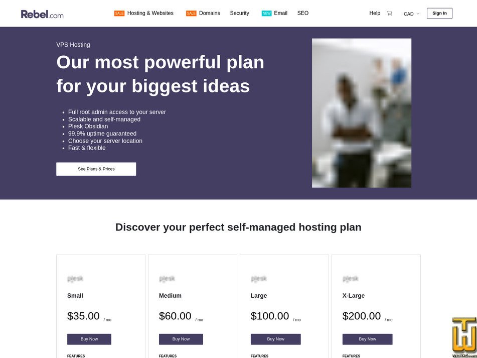 screenshot of VPS Hosting - Small from rebel.com