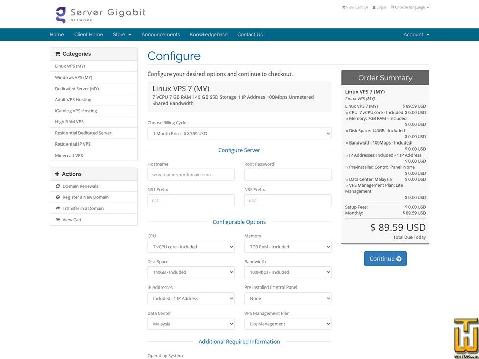 screenshot of Linux VPS 7 from servergigabit.com