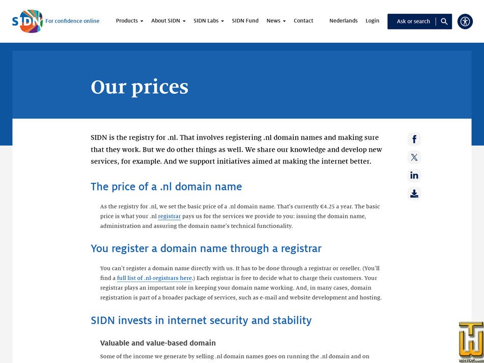 screenshot of .nl domain name from sidn.nl