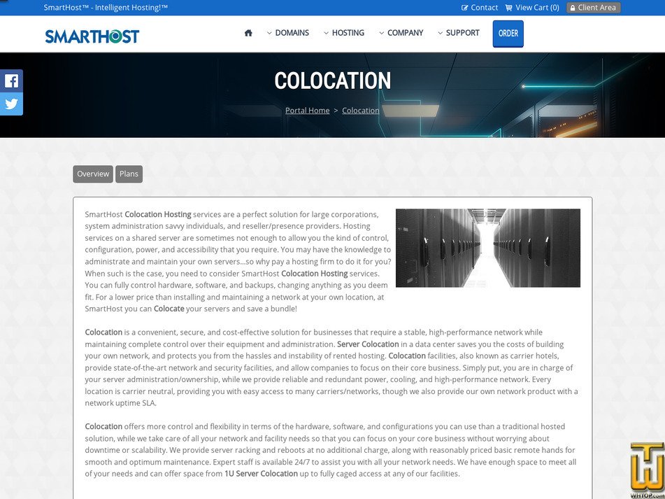 screenshot of 1U Server Colocation from smarthost.net