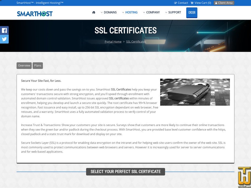screenshot of SSL Certificate – 1-YEAR from smarthost.net