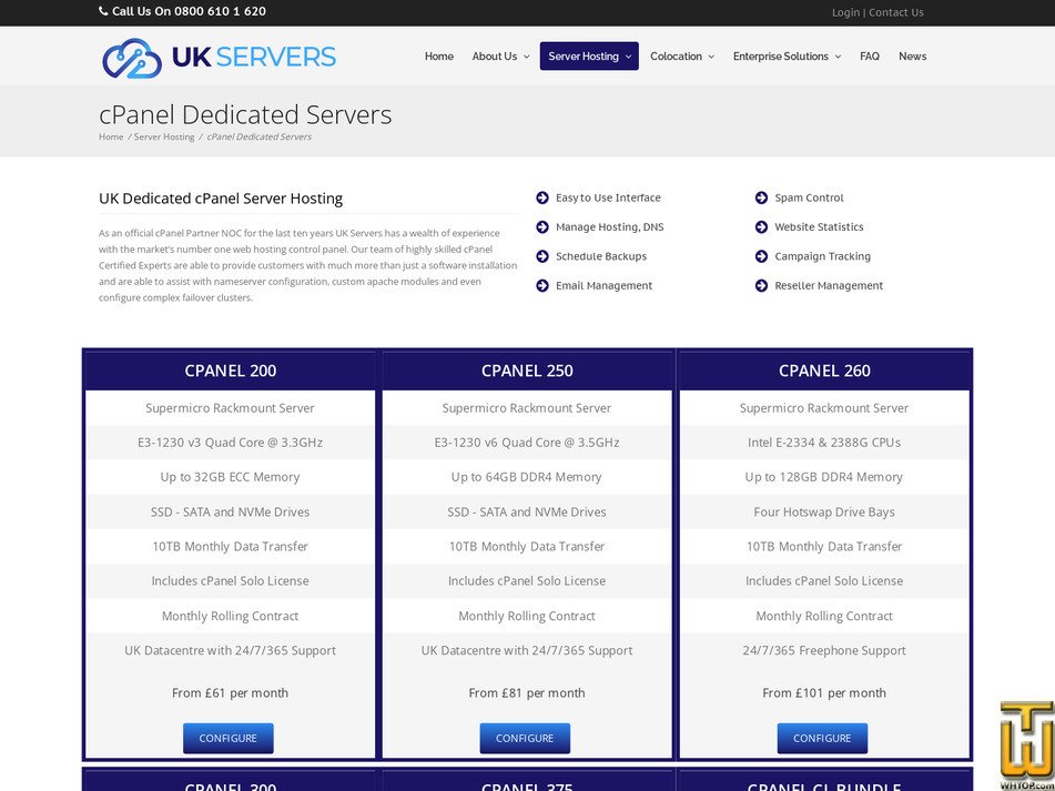screenshot of CPANEL CL BUNDLE from ukservers.com