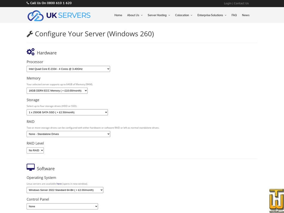 Taken on 10 October, 2025 screenshot of WINDOWS 260 from ukservers.com