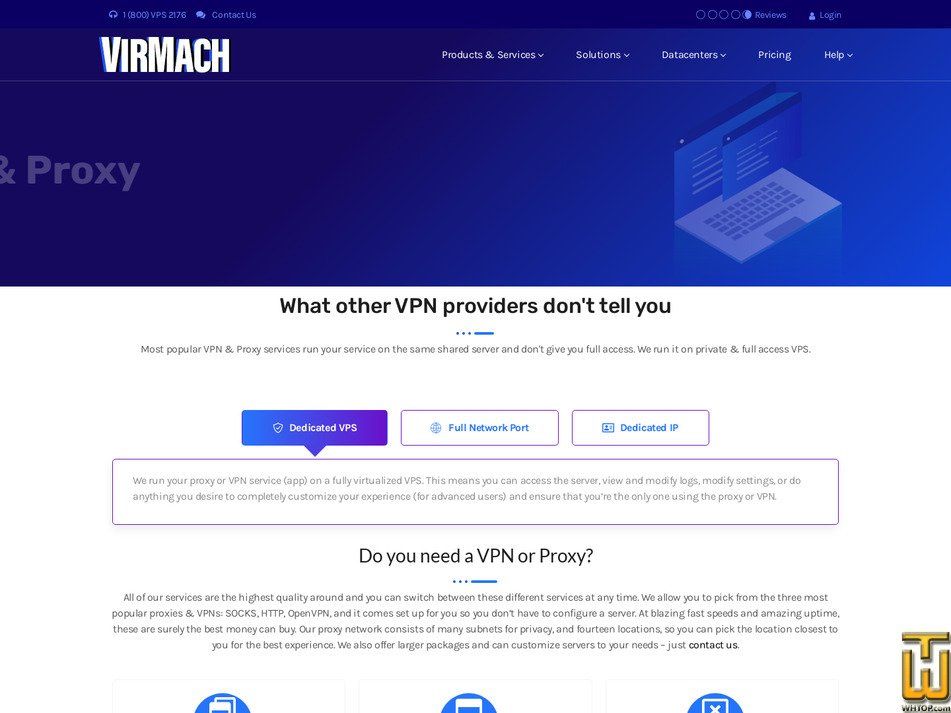 screenshot of 1 Proxy &amp; VPN from virmach.com