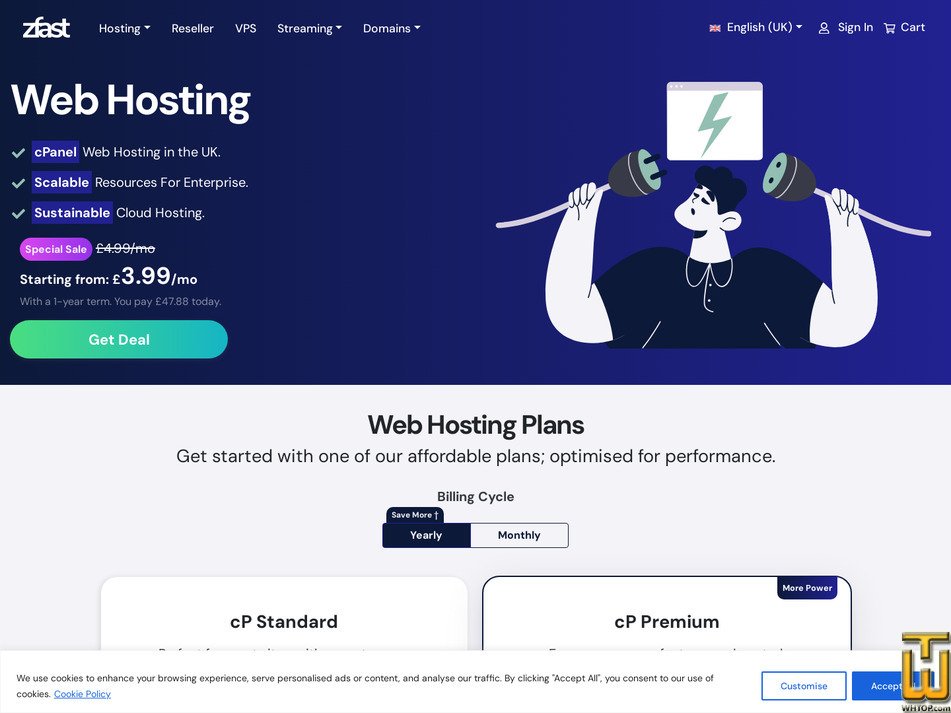 screenshot of cP Standard - Web Hosting from zfast.uk