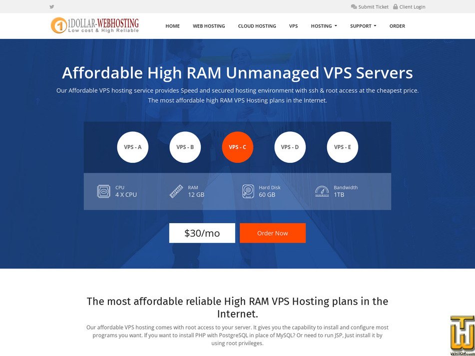 Taken on 2 March, 2026 screenshot of VPS C from 1dollar-webhosting.com