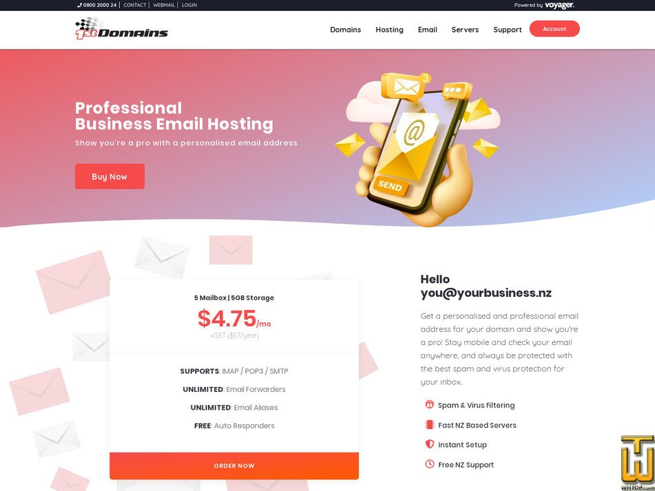 screenshot of Unlimited 50GB from 1stdomains.nz